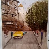 Mi Proyecto del curso: Paisajes urbanos en acuarela. Een project van Aquarelschilderen van Carolina Valverde - 01.07.2020