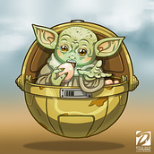 Grogu Fanart. Un proyecto de Ilustración tradicional, Diseño de personajes, Cómic, Dibujo e Ilustración digital de Diego Daza Salinas - 02.07.2020