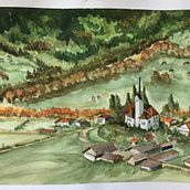 Alpine view from a train window. Watercolor Painting project by Murthy Sudhakar - 07.04.2020