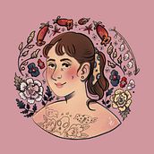 Meu projeto do curso: Retrato ilustrado com elementos botânicos. Traditional illustration project by Ana Cândida Sommer - 07.06.2020