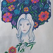 My project in Illustrated portraits with botanical elements course. Traditional illustration, Digital Illustration, Botanical Illustration, and Digital Drawing project by Lia Dauber - 07.06.2020