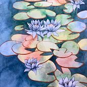 Lotus Flowers Mi Proyecto del curso: Técnicas de acuarela en negativo para ilustración botánica. Un progetto di Pittura ad acquerello di Ana Topoleanu - 10.07.2020