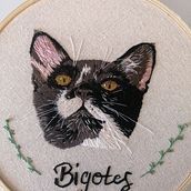 Bigotes, needle painting con Valentina . Embroider project by Viviana Varela - 07.09.2020