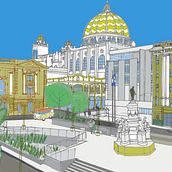 Mi Proyecto del curso: Centro histórico San Salvador. Un projet de Illustration architecturale de dgermanquintanilla - 11.07.2020