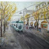 Tranvía Rosen. Watercolor Painting project by Rosendo Queijeiro - 07.11.2020