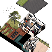 My project in Digital Illustration of Architectural Projects course (Casa 4). Architectural Illustration project by Rafaella Miranda - 05.28.2020