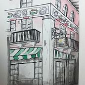 Española Way . Sketching, and Watercolor Painting project by gigi_o - 07.22.2020