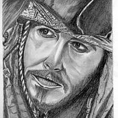 Un retrato de JACK SPARROW  a lápiz carbón. Portrait Drawing project by Joel CA - 07.15.2020