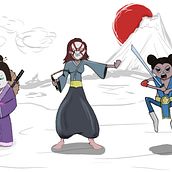 Las Tres Luchadoras Orientales. Mi Proyecto del curso: Fábrica de personajes ilustrados. Drawing project by Agustin Machetanz - 07.17.2020