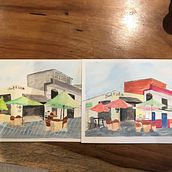 Black & White Coffee Ajijic Mexico . Een project van Aquarelschilderen van Glenda Rogers - 17.07.2020