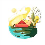 Ilustración 'Hombre relajado en el parque'. Creativit, Drawing, Digital Drawing, Character Design, and Traditional illustration project by Paula Checa - 07.18.2020