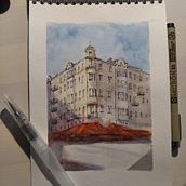 Mi Proyecto del curso: Dibujo arquitectónico con acuarela y tinta. Watercolor Painting project by Liena Nieves Pelegrín Breffe - 07.21.2020