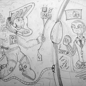 Mi Proyecto del curso; personajes estilo cartoon (duo astronomico). Traditional illustration project by jeysonccc - 07.22.2020