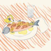 Gold vs Salmon: Editorial Illustration . Traditional illustration project by Bailey - 07.29.2020