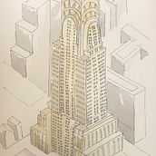 The Chrysler Building NYC. Architectural Illustration, Sketching, and Watercolor Painting project by gigi_o - 07.28.2020