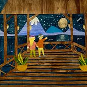 Mi Proyecto del curso: Ilustración de historias con papel. Frutillar décima región de Los Lagos, Chile. "Enamorados bajo la luna". Collage project by Dinarda Garcés Rivera - 07.28.2020