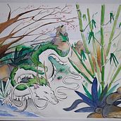 Mi Proyecto del curso: Ilustración en acuarela con influencia japonesa, Haku . Fine Arts project by Sebastian Aquino - 07.29.2020