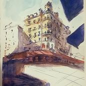 My project in Architectural Sketching with Watercolor and Ink course. Watercolor Painting project by Marco Orlandi - 08.13.2020