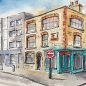 Brick Lane, London Ein Projekt aus dem Bereich Architektur, Skizzenentwurf, Aquarellmalerei und Illustration mit Tinte von ceri_donovan - 29.07.2020