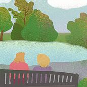 Using the flat illustration with photoshop technique for park scene. Digital Illustration project by Julie - 07.29.2020