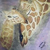 Jirafas: una madre y su cría son mi proyecto final. Drawing, and Traditional illustration project by Macarena Reveco - 08.03.2020