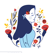 Meu projeto do curso: Retrato ilustrado com elementos botânicos. Botanical Illustration, and Digital Illustration project by Silvia Marchetti - 08.03.2020
