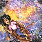 Meu projeto do curso: Técnicas modernas de aquarela Navegando pelas galáxias. Un proyecto de Ilustración con tinta de Éder Luciano Barbosa - 04.08.2020