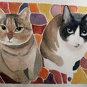 Mi Proyecto del curso: Retrato a la acuarela de mis gatos . Un proyecto de Pintura a la acuarela de Damián Rodríguez Puime Gómez - 02.09.2020