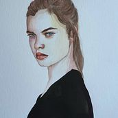 My project in Watercolor Portrait from a Photo course Sol Barrios. Un proyecto de Pintura a la acuarela de krikrira - 04.08.2020