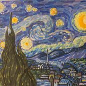 La noche estrellada- Van Gogh  . % jana boltansky sviderskos tarafından hazırlanan Yaratıcılık, Çizim, Sanatsal Çizim, Ve Tablo projesi - 08.04.2020