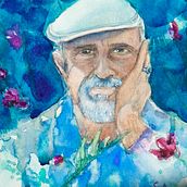Man in flowers . Projekt z dziedziny Portret, Stemple i Malowanie akwarelą użytkownika Md Sarower Reza Jimi Reza - 04.08.2020