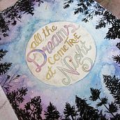 All the Dreams come true at Night (acuarela+ tinta china + acrílico). Design, Graphic Design, Traditional illustration, and Watercolor Painting project by Montserrat Xenia Mayuel Hernández Hernández - 10.11.2020