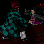 Tanjiro e Nezuko. 3D, 3D Design, e Modelagem 3D projeto de Jonathan Carlos - 07.08.2020