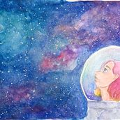 Space Watercolor. Traditional illustration, and Watercolor Painting project by anahines - 08.07.2020