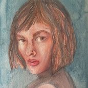 Meu projeto do curso: Retrato artístico em aquarela. Un projet de Aquarelle de Danielle M. - 08.08.2020