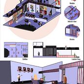 CAFETERIA POSTPANDEMICA - COFFE CORNER. Architecture project by Ivan Zayas - 08.11.2020