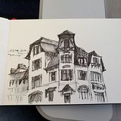 Mein Kursprojekt: Architektonische Zeichnung mit Aquarell und Tinte. 2D Animation, 3D Animation, Watercolor Painting, Creativit, Music, Music Production, VFX, and Drawing project by Philipp Baumann - 08.11.2020