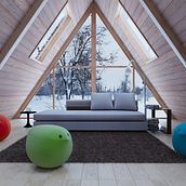 Render buhardilla casa de madera. Un proyecto de 3D, Arquitectura interior, Diseño 3D, Diseño de interiores e Infografía de Ferran Aguilera Mas - 12.08.2020
