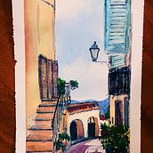 Architectural Sketching with Watercolor and Ink (sharing starting with my very first sketch, and adding updates!). Watercolor Painting project by victoria_ortgiesen - 08.13.2020