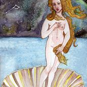 Mi Proyecto del curso: Técnicas Modernas de Acuarela - Mi versión de Venus -. Traditional illustration, Fine Arts, Painting, and Watercolor Painting project by Cecilia Mora Bonilla - 08.21.2020