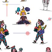 Mi Proyecto del curso: Ilustración profesional, " El mercado". Un proyecto de Dibujo digital, Diseño de moda, Ilustración digital, Ilustración vectorial y Pattern Design de Angela Hernandez - 26.10.2019