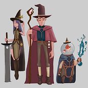 My 3 Magic Warriors. Character Design, Digital Illustration, and Traditional illustration project by Ana de Matos - 08.18.2020