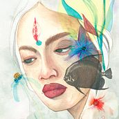 Retrato ilustrado en acuarela: Neptuno. Traditional illustration, and Watercolor Painting project by Margarita Palazuelos - 08.20.2020