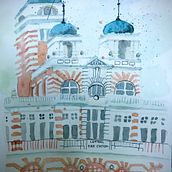 My project in Architectural Sketching with Watercolor and Ink course. Graphic Design, Photograph, and Watercolor Painting project by Loan Do - 08.21.2020