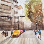 Mi Proyecto del curso: Paisajes urbanos en acuarela. Un proyecto de Pintura a la acuarela de Tati Mils - 23.08.2020