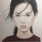 My project in Watercolor Portrait from a Photo course. Pintura em aquarela projeto de Aurélie Jousset - 24.08.2020