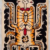 Totemic Tiger. Traditional illustration project by Nil Solà Serra - 08.25.2020
