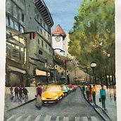 My project in Urban Landscapes in Watercolor course Ein Projekt aus dem Bereich Sketchbook und Aquarellmalerei von Laura Stamp - 25.08.2020