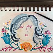 My project in Illustrated portraits with botanical elements course. Projekt z dziedziny Trad, c i jna ilustracja użytkownika Rebeca de Legarreta - 28.08.2020