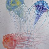 My jellyfish project in Modern Watercolor Techniques course. Watercolor Painting project by Therese Fairo - 08.29.2020